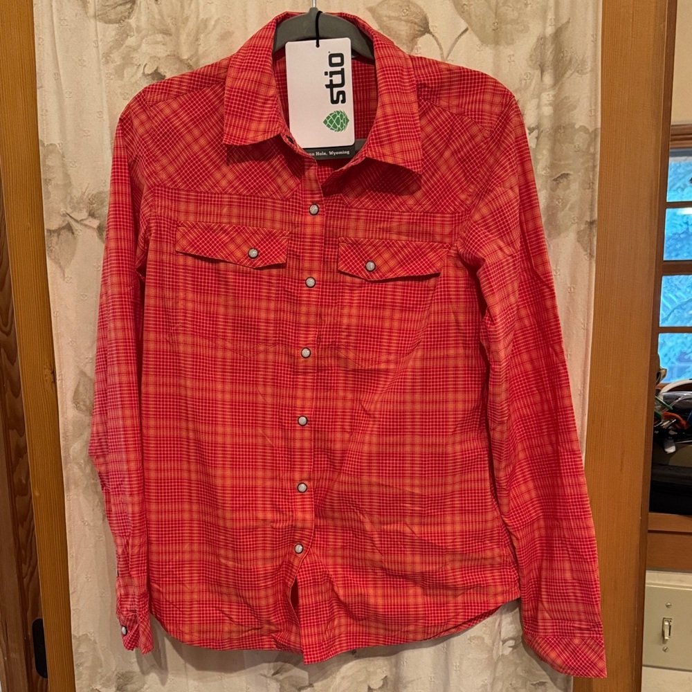 Stio Women's Red Plaid Button Down Shirt